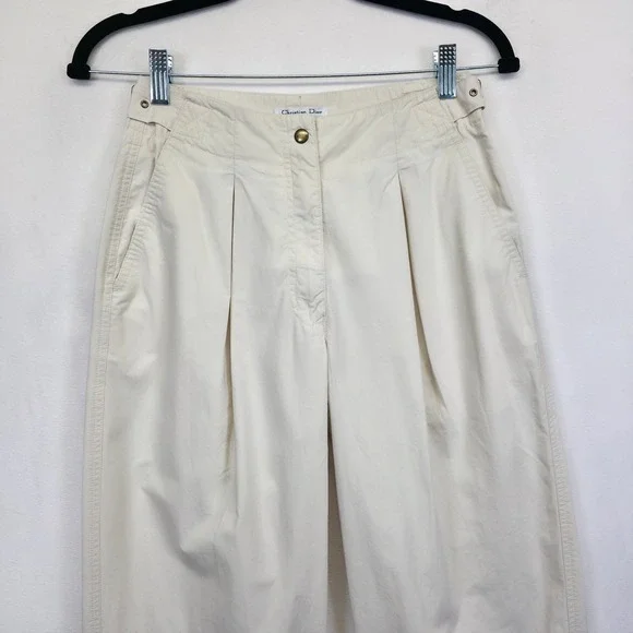 Christian Dior Actifs Pants Women 6 Beige Tapered Pleated High Waisted Old Money - Picture 8 of 16